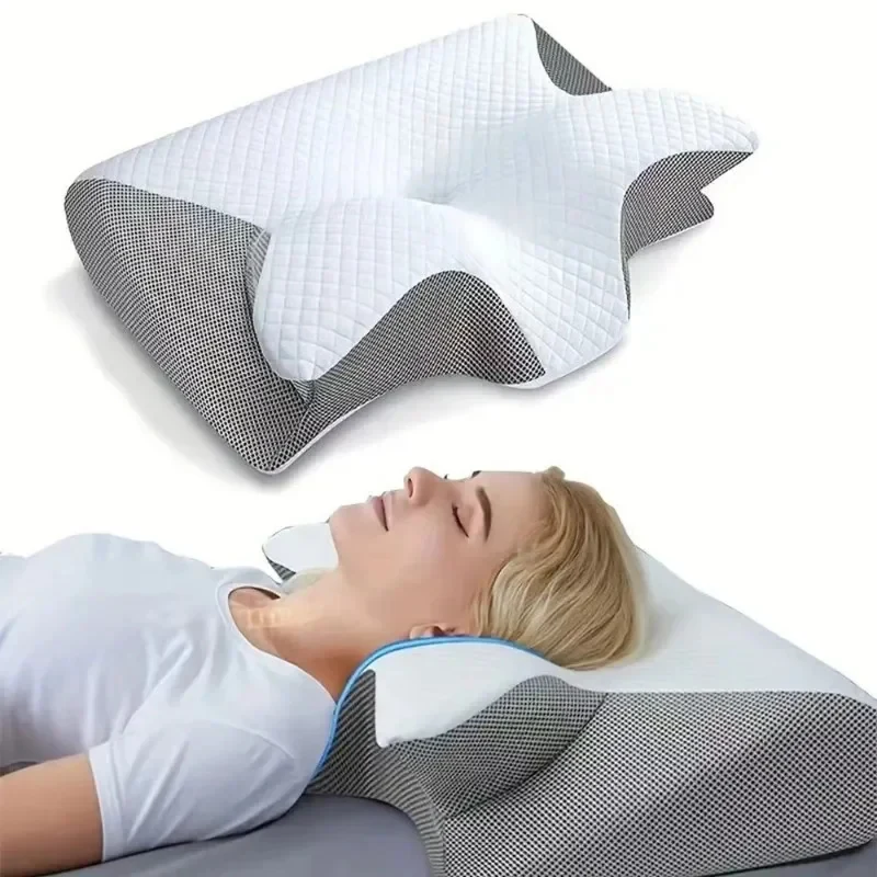 Supplier illustration of a person resting on the butterfly contour pillow