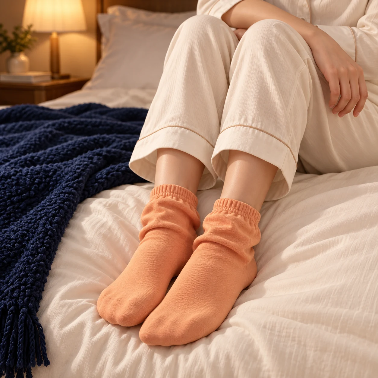 Relaxed Fit Sleep Socks used during an evening routine